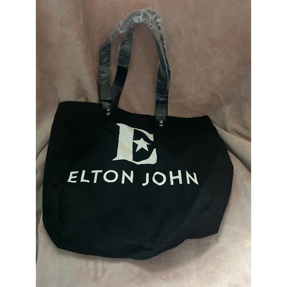 ELTON JOHN VIP Farewell Tour Large Canvas Tote Bag Black/Purple Rocketman NEW